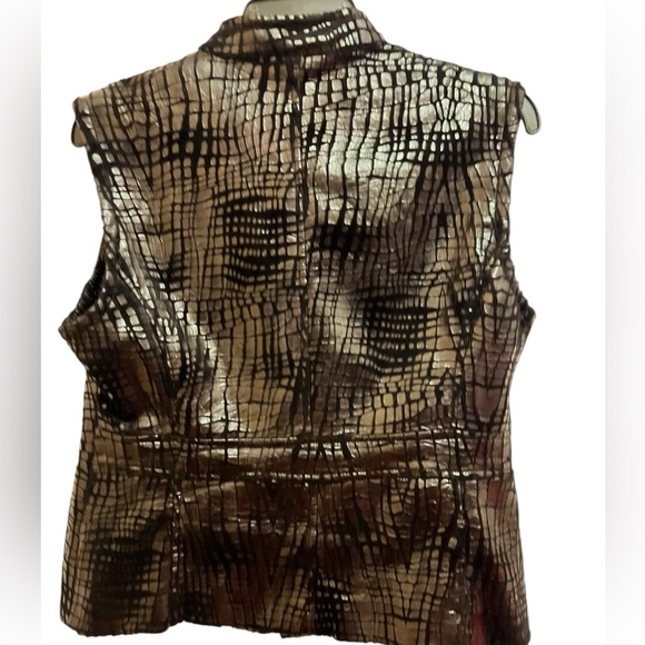 Erin London Black Alligator Embossed Vest Full Zipper Front Pockets Med Petite - Picture 3 of 3